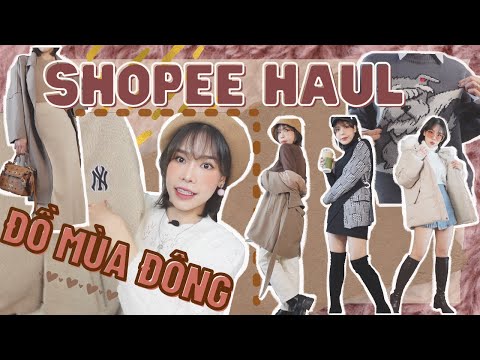 SHOPEE HAUL #3 | GIVEAWAY QUẦN ÁO MÙA ĐÔNG | Áo len, cardigan, áo phao, sweater siêu xinh chỉ từ 51k