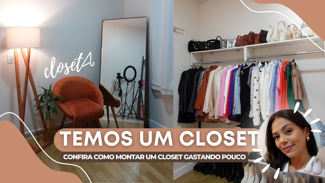 FIZ UM CLOSET GASTANDO POUCO | transformei o quarto em closet e cenário de vídeo
