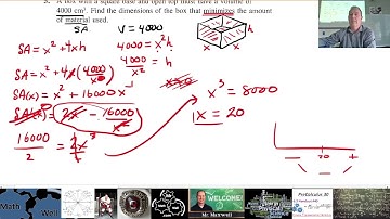 Calculus 30 4.4 Optimization problems #5, 6