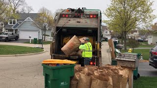 Waste Management Mack LE Rear Loader Garbage Truck On Heavy Yard Waste Net Worth