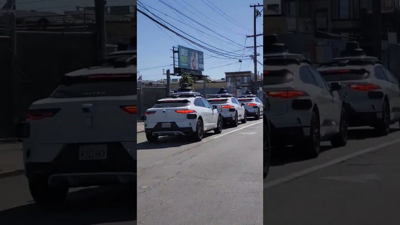 Wild AI Waymo traffic jam in san francisco! 
