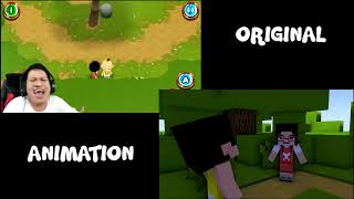 Original vs Animation - ACI Gamespot main sorok sorok - upin ipin keris siamang tunggal