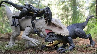 Jurassic World Hybrid Comparison Mattel Indominus Rex, Indoraptor and Scorpios Rex