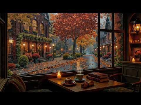 Cozy Rainy Autumn Jazz 🍂 Coffee Shop Ambience for Reading and Calm Focus