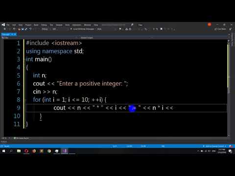 C++ Program to Generate Multiplication Table up to 10