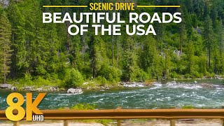 8K Beautiful Roads of the USA  Scenic Landscapes of Washington State (Left Side View, Slowmo)