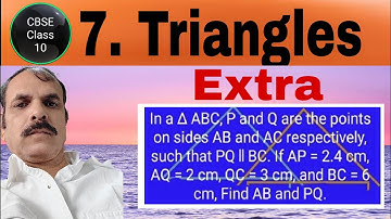 In a Δ ABC, D and E are points on the sides AB and AC. show that PQ∥BC. AP=2.4cm,AQ=2cm,QC=3cm and B