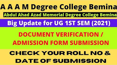 Documents Verification & Admission form Submission Date | UG 1st Semester Cluster University