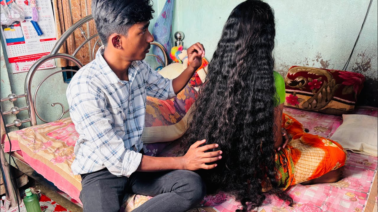 Another new video - long hair play by thief || long hair play by male || thick and curly hair