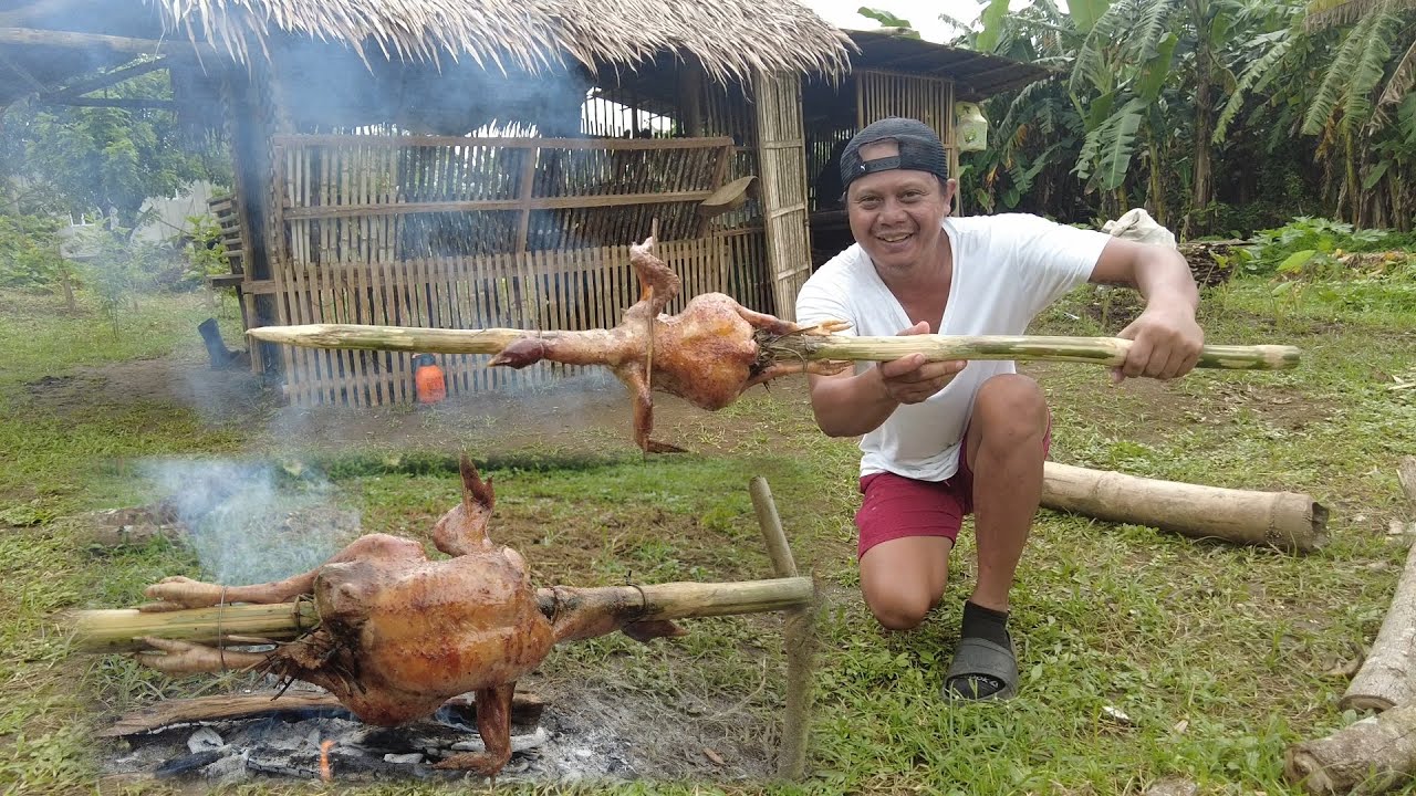 Roasting chicken in natural way | Simple life in the country side 