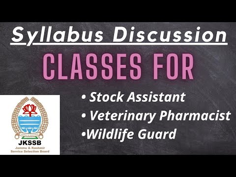 Syllabus - Stock Assistant, Veterinary Pharmacist & Wildlife Guard || Class Schedule || Free Classes