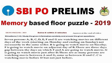 SBI PO Prelims Memory Based Floor Puzzle 2019
