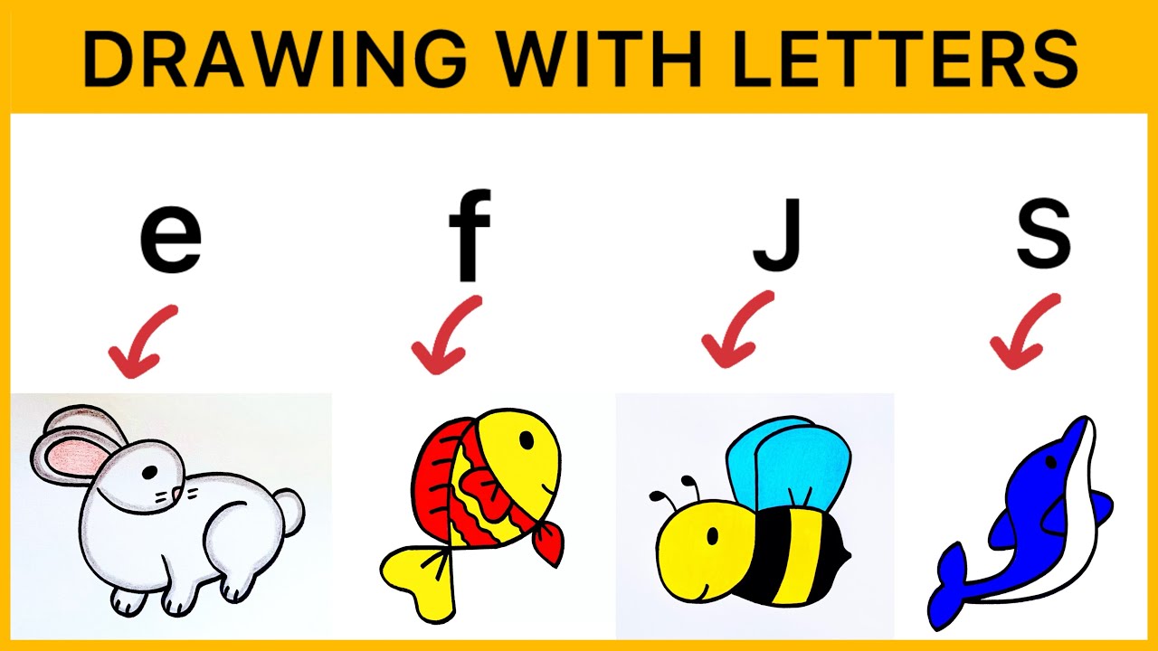 Drawing with letters| Easy drawing ideas - YouTube