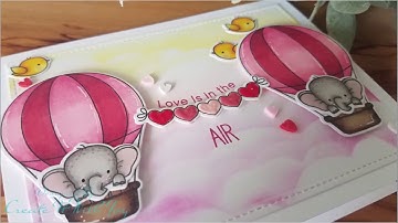 Valentine Card, Cloudy Sunset using Distress Oxide Inks