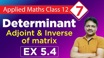 Determinant chapter 5 part 7 | adjoint and inverse of matrix | Ex 5.4 applied maths class 12