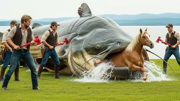 Heroic Rescue Team Saves Helpless Mother Horse from a Ravenous Giant Catfish 🐴🐟