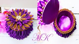 Шкатулка Канзаши в подарок /  Шкатулка из бобины от скотча / Kanzashi Box