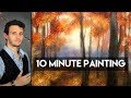 Painting and Autumn Forest Pathway with Fall Leaves and Acrylics in 10 Minutes!