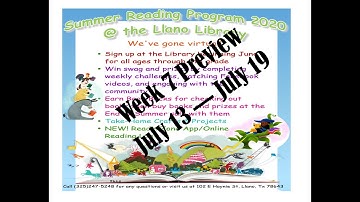 2020 Summer Reading Program Weekly Preview: Week 7