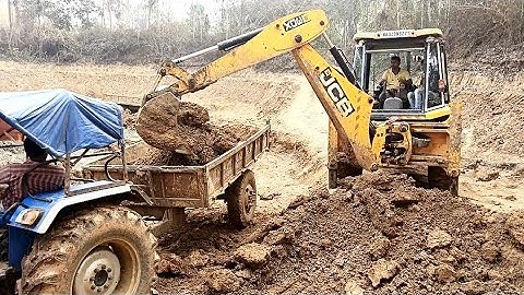 Jcb 3dx Backhoe Making Mud Loading Pond In Tractor For Fish Farming !! Jcb Backhoe video