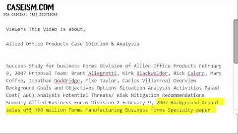 Allied Office Products Case Solution & Analysis-  Caseism.com