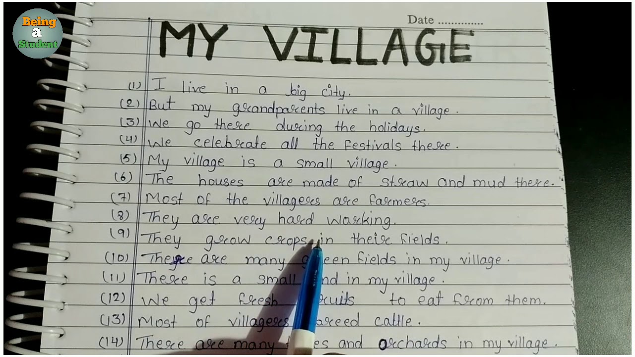 essay on my village translate