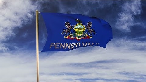 4K pennsylvania flag with title waving in the wind. Looping sun rises style. Animation loop Stock