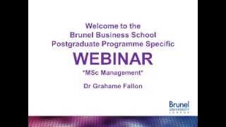 MSc Management Webinar