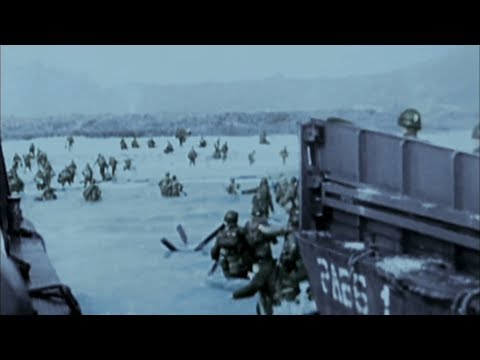 WW2 - D-Day. Invasion of Normandy [Real Footage in Colour]