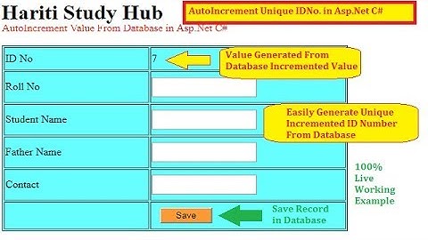 Generate Unique ID Number From Database by Increment in Asp.Net C# | Hindi | Free Online Learning