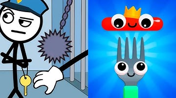 Thief Puzzle vs Fork N Sausage- Satisfying ASMR Gameplay All Update Levels