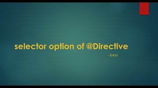Selector option of @Directive