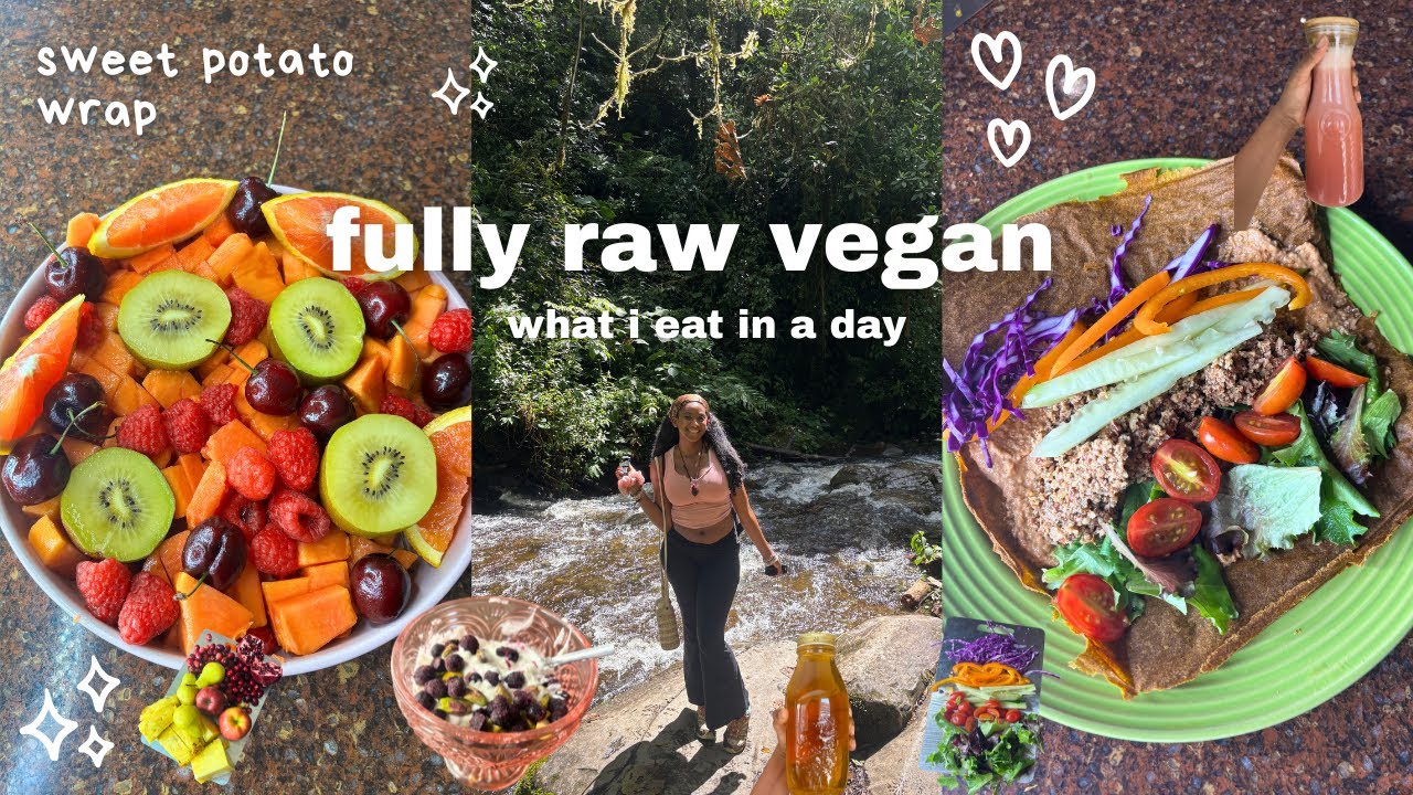 Сыроедческая веганская кухня. Что я ем за день 🍍: роллы из сладкого картофеля, пад тай, кокосовый...