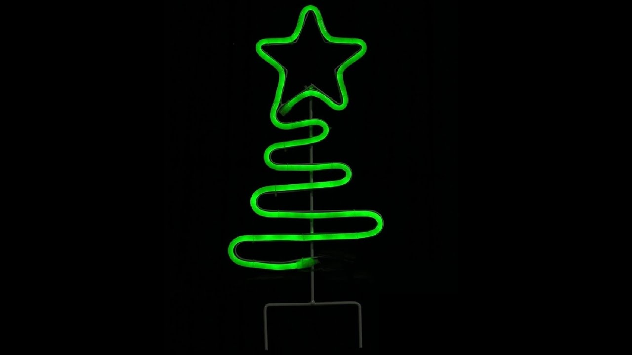 Green Neon Flex Wavey Christmas Tree Solar Powered Path Light