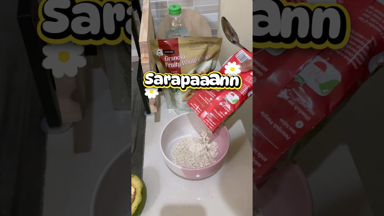 Yummyyyy!!! Sarapan oat with granola 