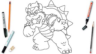 How To Draw Bowser Easy Step By Step | Super Mario Bros Movie Drawing Tutorial