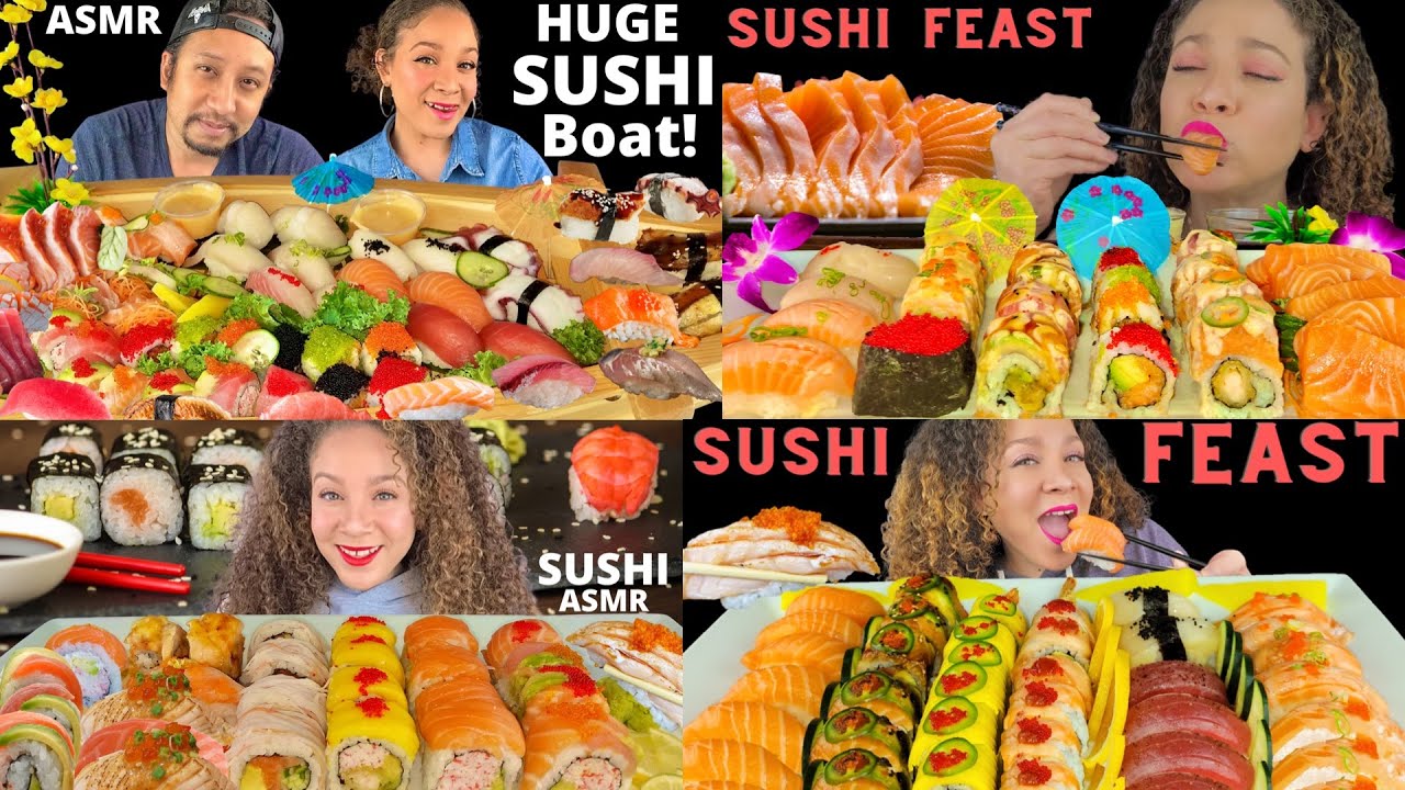 🍣 BEST ASMR SUSHI COMPILATION| RAW SALMON, RAW TUNA, SUSHI MUKBANG| PandaEats ASMR