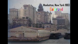 1903 Manhattan, New York: View From Riverboat on Hudson River - Enhanced Video & Audio [60 fps]