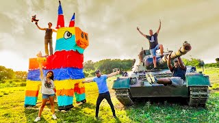 GIANT PINATA vs TANK! (This was insane!)