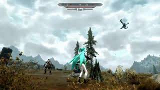 Skyrim: Miku Hatsune plays with the Pogo Hammer
