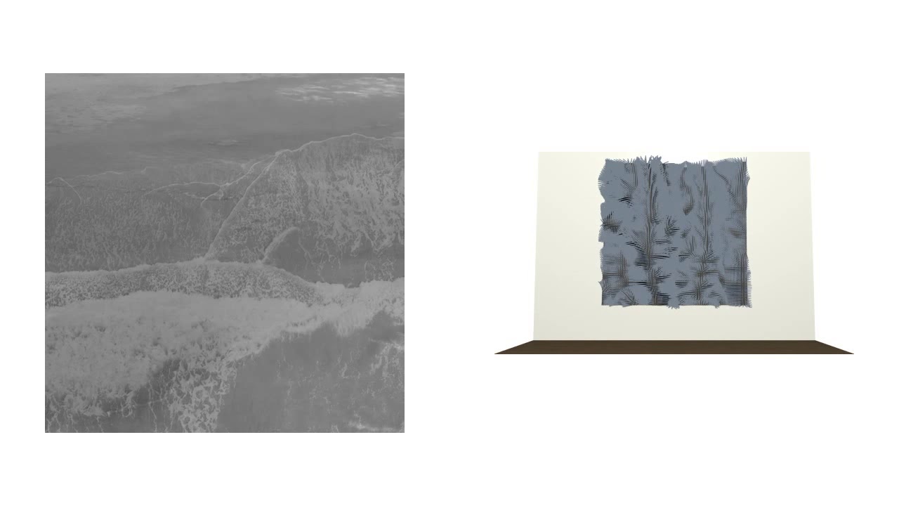 A moving wall that reacts to real-time videos of water