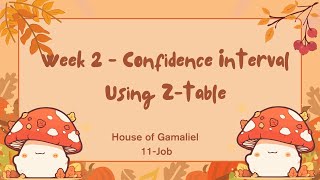 Statistics and Probability Week 2 - CONFIDENCE INTERVAL USING Z-TABLE (HOUSE OF GAMALIEL)