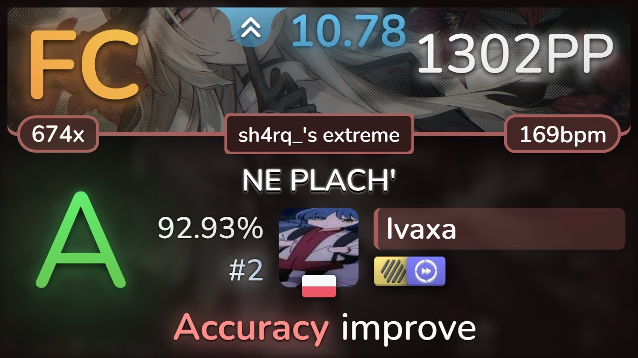 10.8⭐ Ivaxa | BULANOVA - NE PLACH' [sh4rq_'s extreme] +HDDT 92.93% FC #2 | 1302pp - osu!
