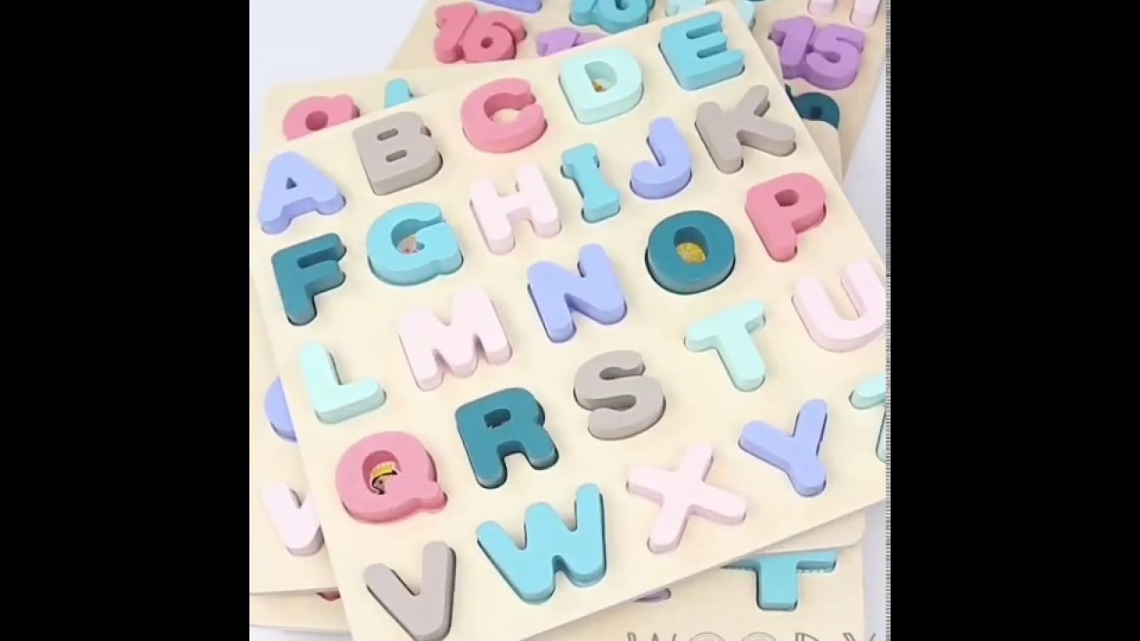 Macaron Wooden ABC  Chunky Puzzle  Puzzle  ABC  Kayu Pastel 