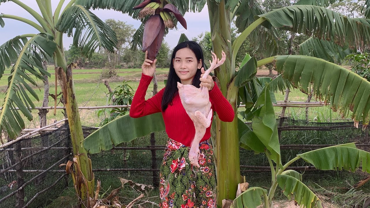 Village Chef : Cooked tasty chicken soup with banana flower recipe