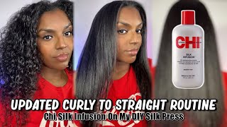 TRYING OUT CHI SILK INFUSION ON MY DIY SILK PRESS | Updated Curly To Straight Routine