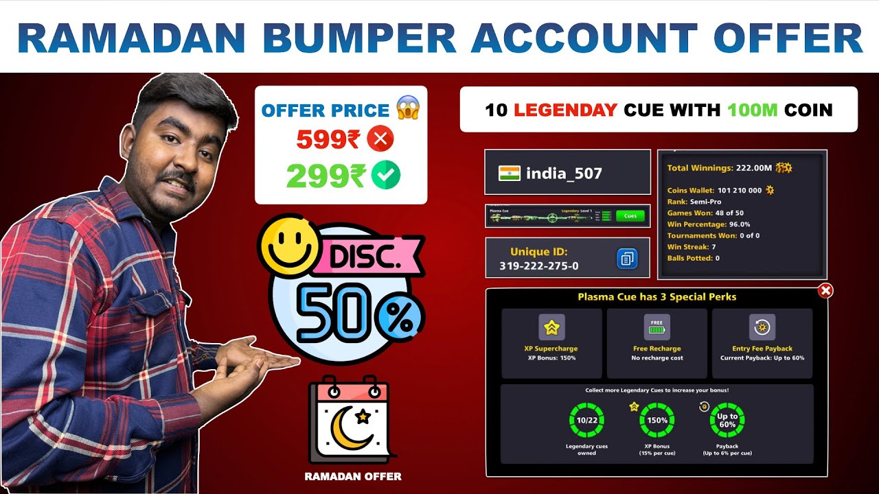 10 Legendary Cues With 100 Million Coin Only 299₹ || RAMADAN BUMPER OFFER