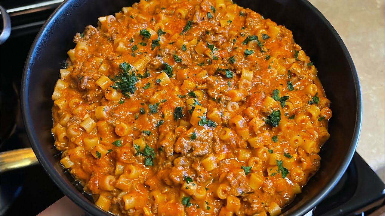 Как приготовить сливочные диталини с говяжьим фаршем