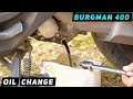 Suzuki burgman 400  oil change  oil filter replacement  20072016  mitchs scooter stuff