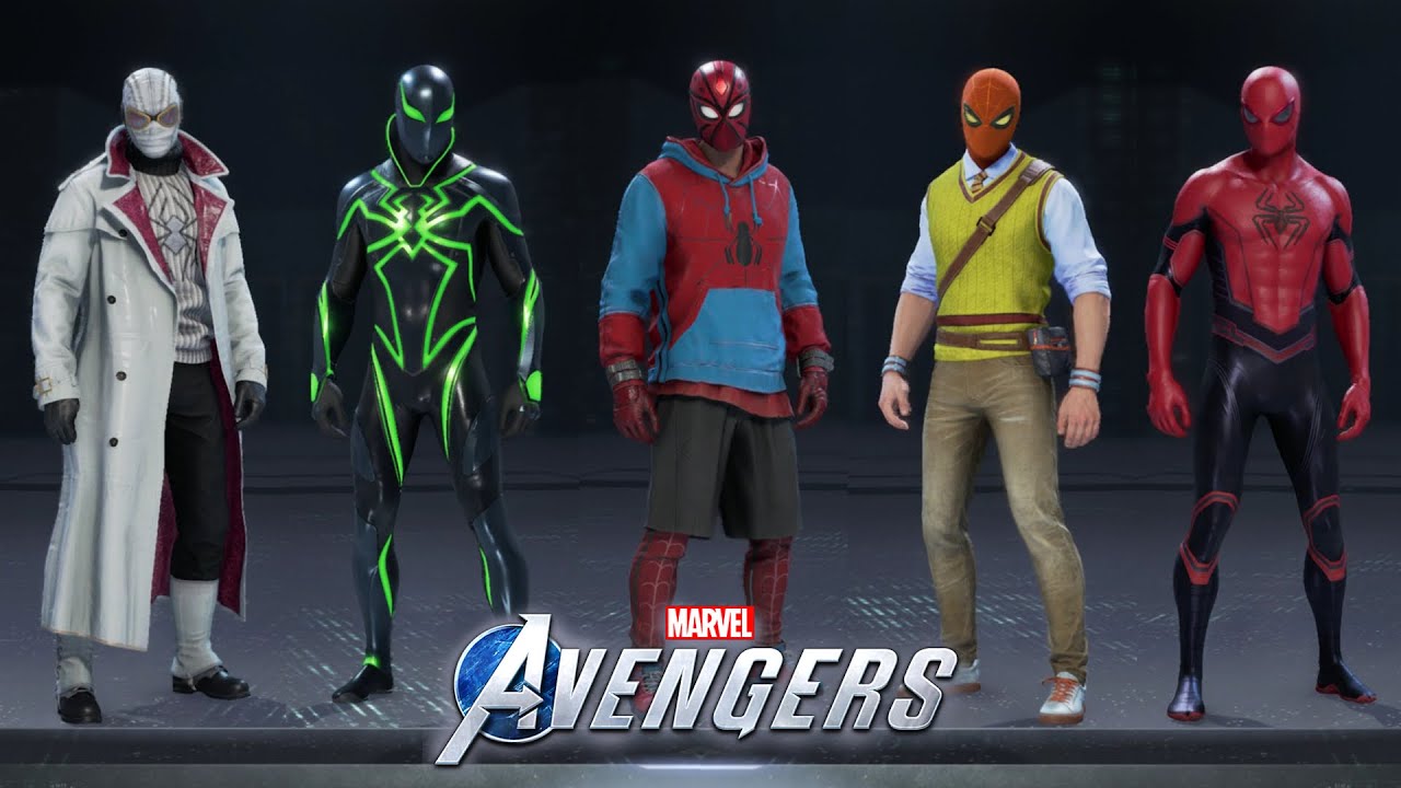 Marvel's Avengers - Spider-Man ALL SKINS - YouTube